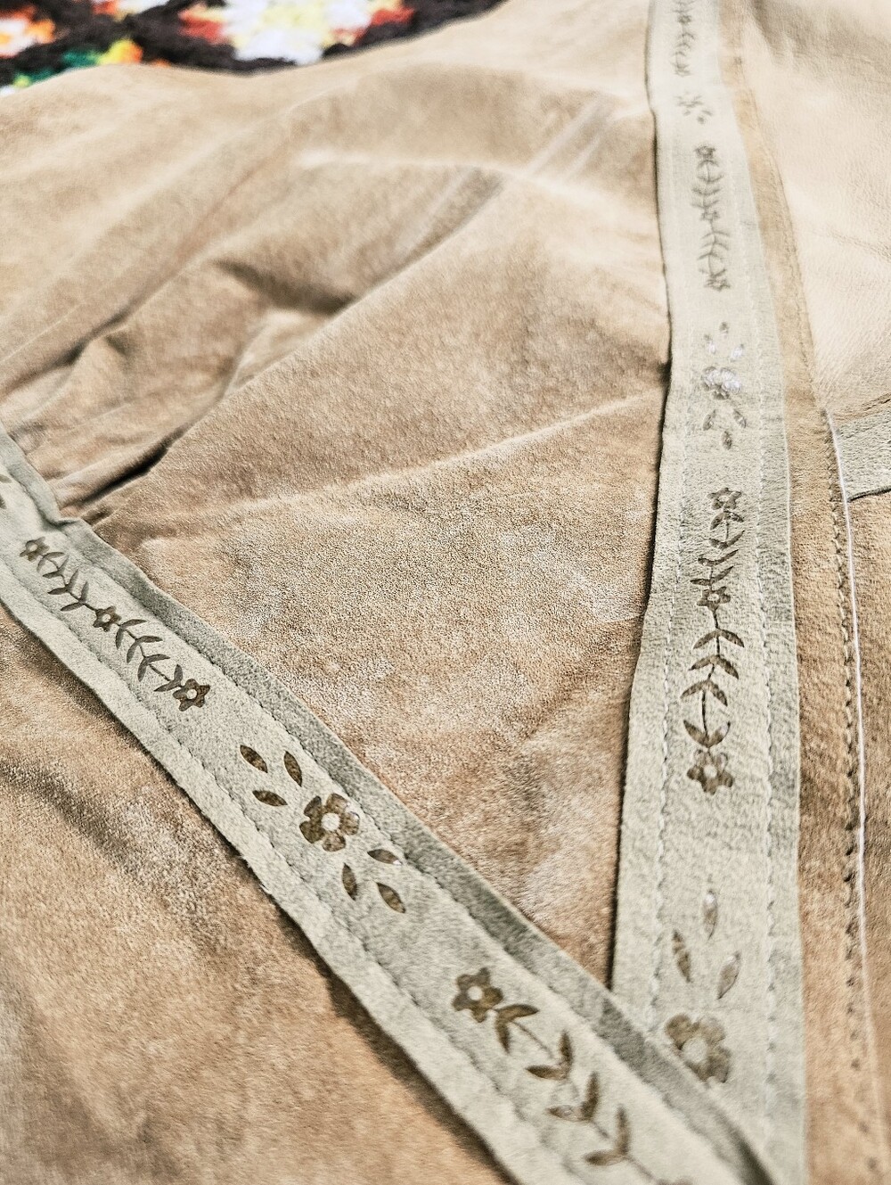 Y2K Genuine Suede Leather 70s Inspired Danier Top Size 14 Boho Western - Picture 4 of 15